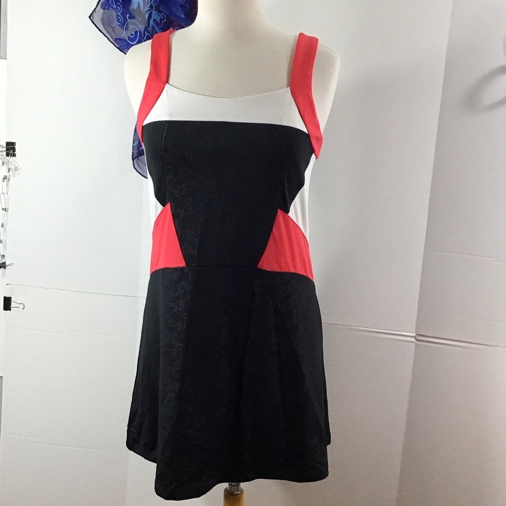 Tail Black, White & Coral Colorblock athletic tank dress S